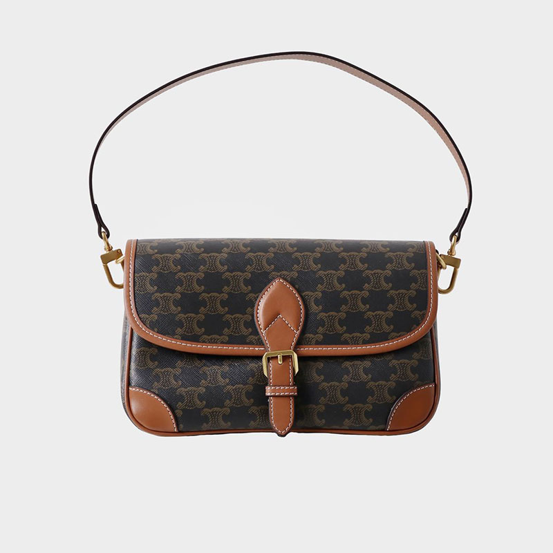 Women's Black Printed Flap Buckle Shoulder Bag with Crossbody Strap