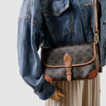 Women's Black Printed Flap Buckle Shoulder Bag with Crossbody Strap