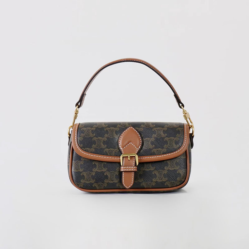 Women's Black Printed Flap Buckle Shoulder Bag with Crossbody Strap