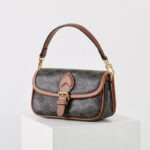 Women's Black Printed Flap Buckle Shoulder Bag with Crossbody Strap
