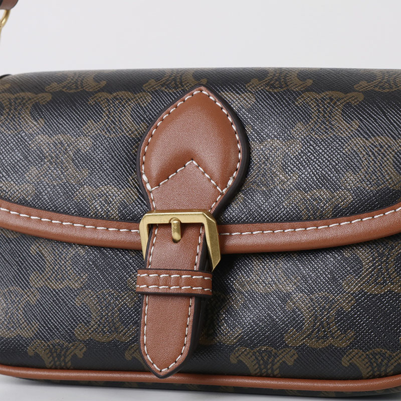Women's Black Printed Flap Buckle Shoulder Bag with Crossbody Strap