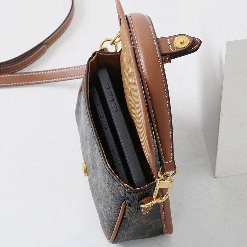 Women's Black Printed Flap Buckle Shoulder Bag with Crossbody Strap