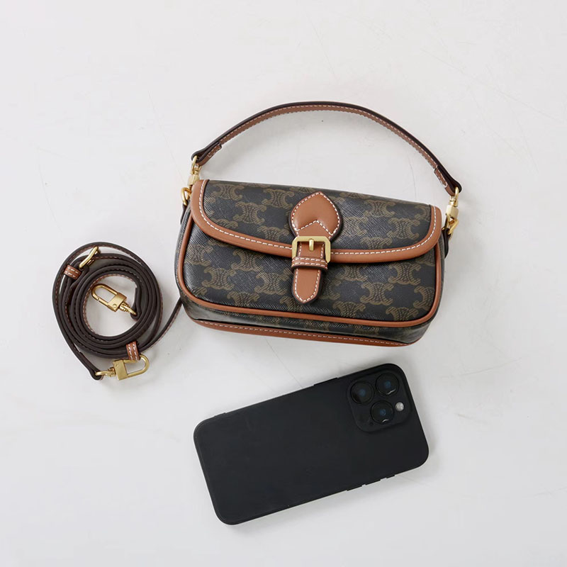 Women's Black Printed Flap Buckle Shoulder Bag with Crossbody Strap