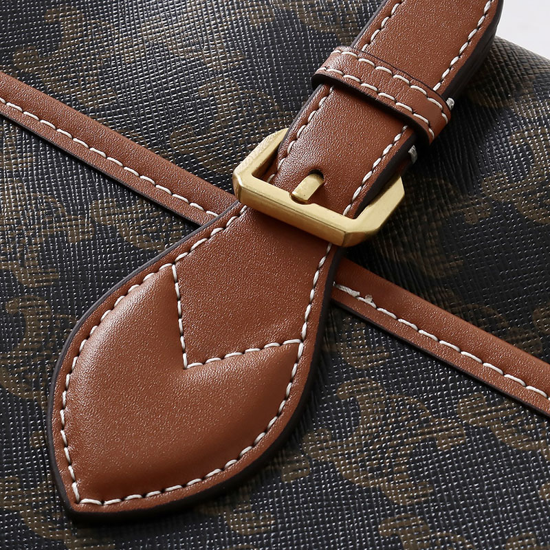 Women's Black Printed Flap Buckle Shoulder Bag with Crossbody Strap
