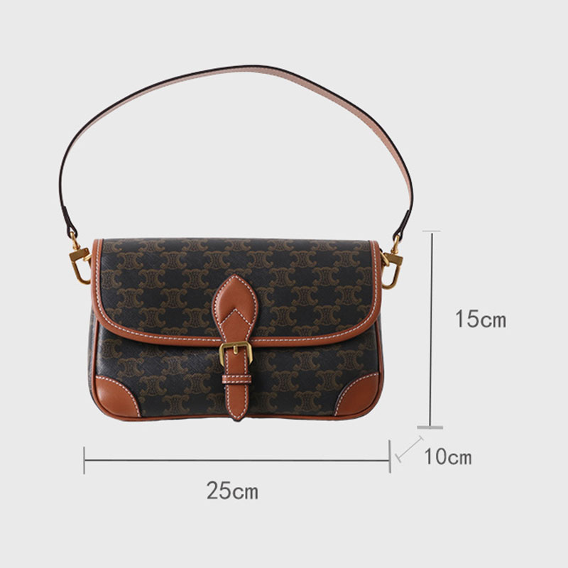Women's Black Printed Flap Buckle Shoulder Bag with Crossbody Strap
