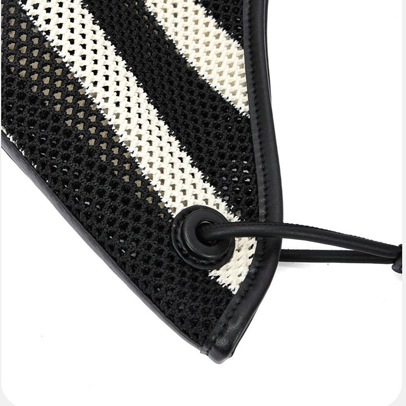 Sac hobo en tissu tissé rayé noir et blanc pour femmes
