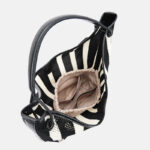 Sac hobo en tissu tissé rayé noir et blanc pour femmes