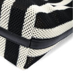 Sac hobo en tissu tissé rayé noir et blanc pour femmes