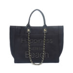 Women's Beige Canvas Pearls Large Beach Tote