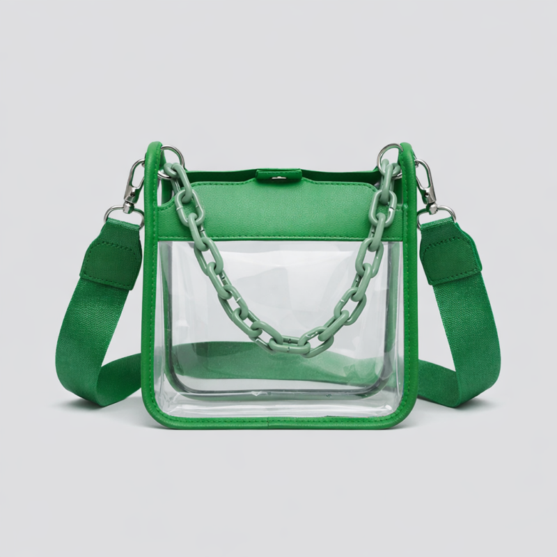 Sac à bandoulière à chaîne transparente pour femmes