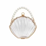 Women's Clear Seashell Pearls Clutch Bags