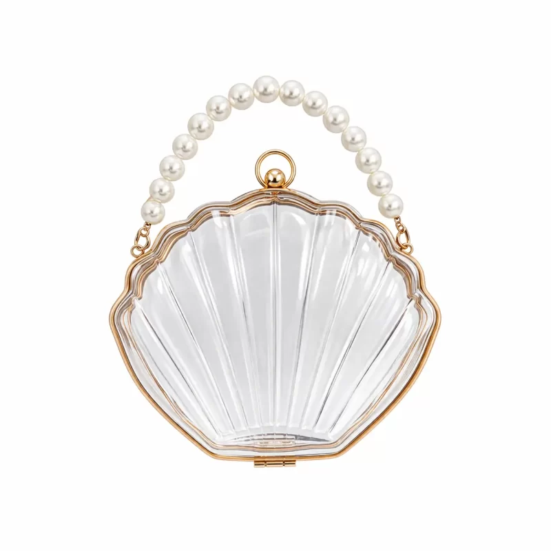 Women's Clear Seashell Pearls Clutch Bags