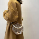 Women's Clear Seashell Pearls Clutch Bags