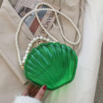 Women's Clear Seashell Pearls Clutch Bags