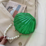 Women's Clear Seashell Pearls Clutch Bags