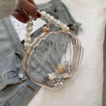 Women's Clear Seashell Pearls Clutch Bags