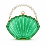 Women's Clear Seashell Pearls Clutch Bags
