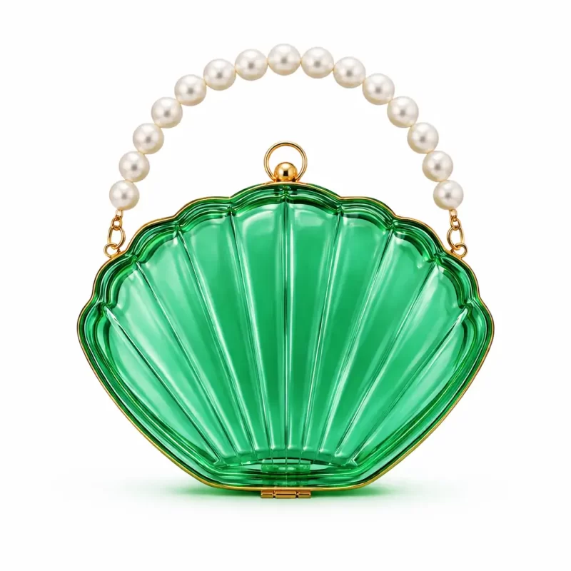 Women's Clear Seashell Pearls Clutch Bags