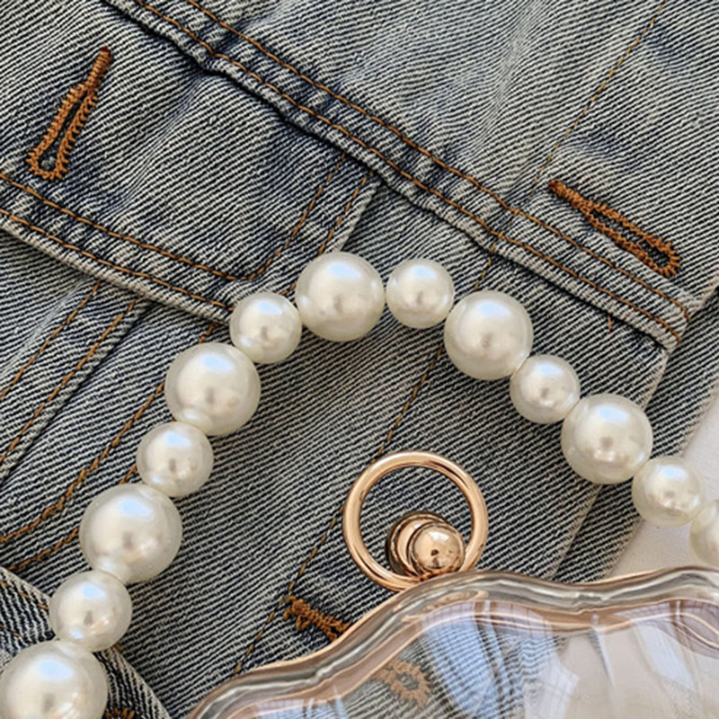 Women's Clear Seashell Pearls Clutch Bags