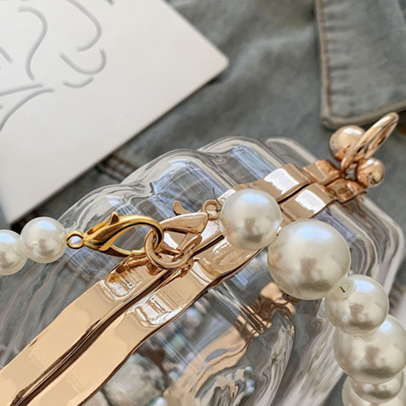 Women's Clear Seashell Pearls Clutch Bags