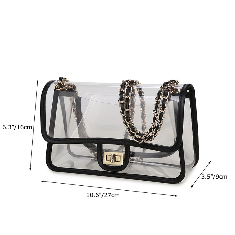 Women's Clear Stadium Approved Chain Flap Crossbody Bag