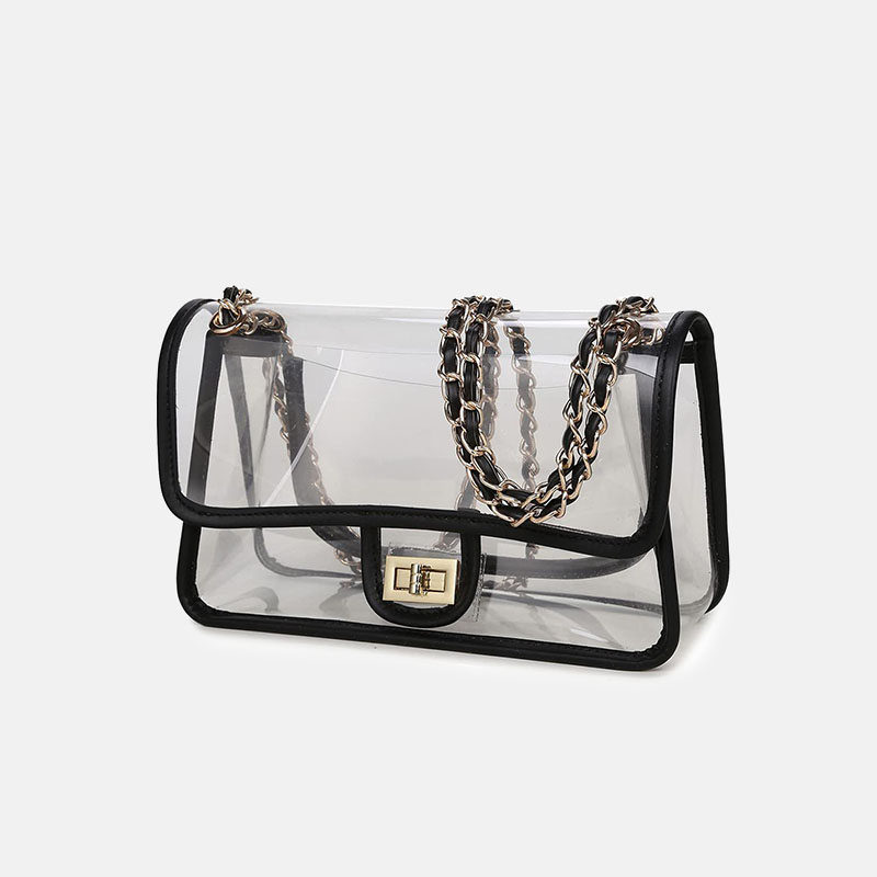 Women's Clear Stadium Approved Chain Flap Crossbody Bag