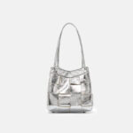 Women's Cracked Oil Wax Full-Grain Leder Crossbody Schulter Woven Bucket Handtasche
