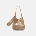 Women's Cracked Oil Wax Full-Grain Leder Crossbody Schulter Woven Bucket Handtasche