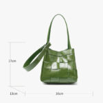 Women's Cracked Oil Wax Full-Grain Leder Crossbody Schulter Woven Bucket Handtasche
