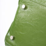Women's Cracked Oil Wax Full-Grain Leder Crossbody Schulter Woven Bucket Handtasche