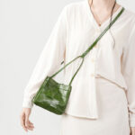 Women's Cracked Oil Wax Full-Grain Leder Crossbody Schulter Woven Bucket Handtasche