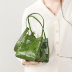 Women's Cracked Oil Wax Full-Grain Leder Crossbody Schulter Woven Bucket Handtasche