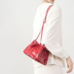Women's Cracked Oil Wax Full-Grain Leder Crossbody Schulter Woven Bucket Handtasche
