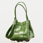 Women's Cracked Oil Wax Full-Grain Leder Crossbody Schulter Woven Bucket Handtasche