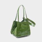 Women's Cracked Oil Wax Full-Grain Leder Crossbody Schulter Woven Bucket Handtasche