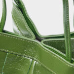 Women's Cracked Oil Wax Full-Grain Leder Crossbody Schulter Woven Bucket Handtasche