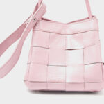 Women's Cracked Oil Wax Full-Grain Leder Crossbody Schulter Woven Bucket Handtasche