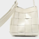 Women's Cracked Oil Wax Full-Grain Leder Crossbody Schulter Woven Bucket Handtasche
