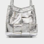 Women's Cracked Oil Wax Full-Grain Leder Crossbody Schulter Woven Bucket Handtasche