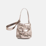 Women's Cracked Oil Wax Full-Grain Leder Crossbody Schulter Woven Bucket Handtasche