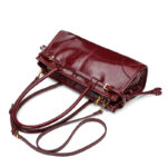 Women's Cracked Waxed Vegan Leather Boston Baguette Bag with Crossbody Shoulder Strap
