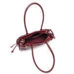 Women's Cracked Waxed Vegan Leather Boston Baguette Bag with Crossbody Shoulder Strap