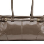 Women's Cracked Waxed Vegan Leather Boston Baguette Bag with Crossbody Shoulder Strap