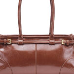 Women's Cracked Waxed Vegan Leather Boston Baguette Bag with Crossbody Shoulder Strap