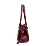 Women's Cracked Waxed Vegan Leather Boston Baguette Bag with Crossbody Shoulder Strap