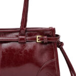Women's Cracked Waxed Vegan Leather Boston Baguette Bag with Crossbody Shoulder Strap