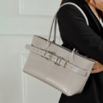 Women's Full-Grain Leather Buckle Shoulder Tote Bag