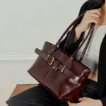 Women's Full-Grain Leather Buckle Shoulder Tote Bag