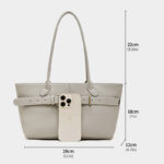 Women's Full-Grain Leather Buckle Shoulder Tote Bag