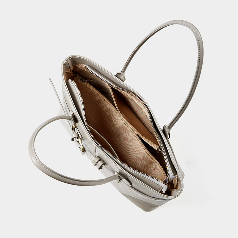 Women's Full-Grain Leather Buckle Shoulder Tote Bag
